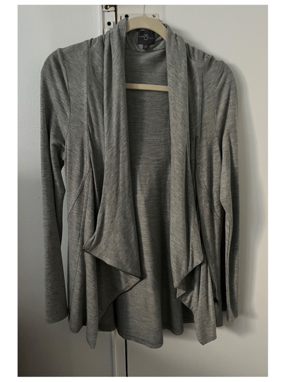 Light Gray Draped Open-Front Women’s Sweater Cardigan Size M